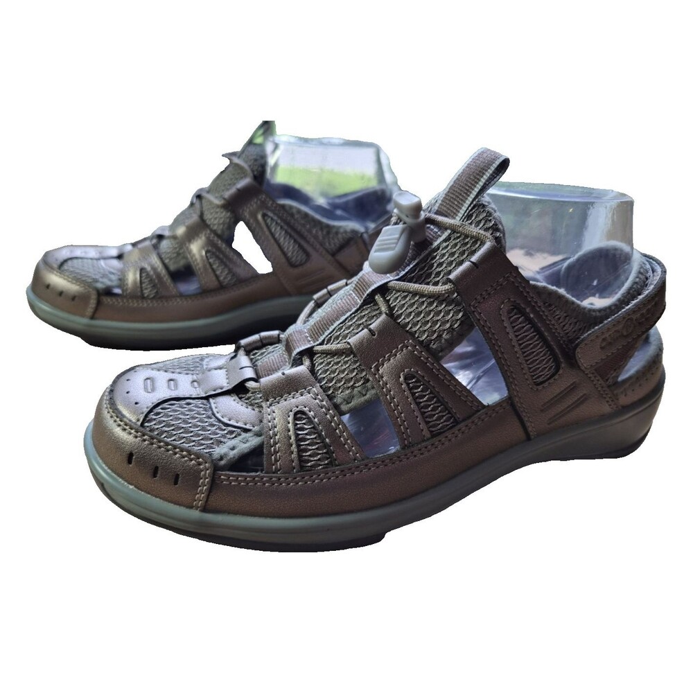 OrthoFeet 997 Verona Pewter Gray Womens Comfort Fisherman Sandals Shoes Size 8D